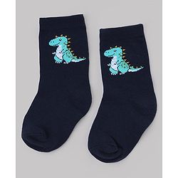 Cute Walk by Babyhug Non Terry Knit Anti-Bacterial Ankle Length Striped Socks With Vehicle & Dino Design Pack of 3 - Beige, White & Black