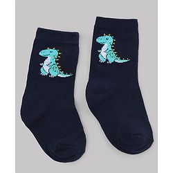 Cute Walk by Babyhug Non Terry Knit Anti-Bacterial Ankle Length Striped Socks With Vehicle & Dino Design Pack of 3 - Beige, White & Black
