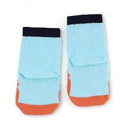 Cute Walk by Babyhug Knit Anti-Bacterial Ankle Length Striped Socks With Animal Design Pack of 3 - Black & Sky Blue