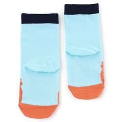 Cute Walk by Babyhug Knit Anti-Bacterial Ankle Length Striped Socks With Animal Design Pack of 3 - Black & Sky Blue