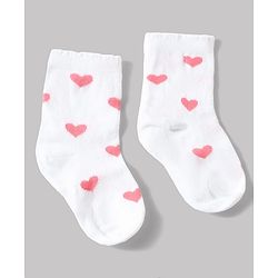Cute Walk by Babyhug Non Terry Knit Anti-bacterial Ankle Length Striped Sock With Heart Design Pack of 3 - Pink White & Black