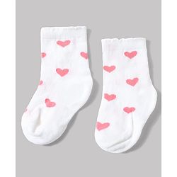 Cute Walk by Babyhug Non Terry Knit Anti-bacterial Ankle Length Striped Sock With Heart Design Pack of 3 - Pink White & Black