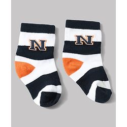Cute Walk by Babyhug Anti-Bacterial Ankle Length Striped Socks With Text Design Pack of 3 - White & Black
