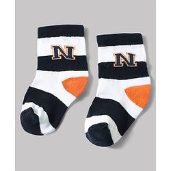 Cute Walk by Babyhug Anti-Bacterial Ankle Length Striped Socks With Text Design Pack of 3 - White & Black