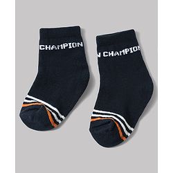 Cute Walk by Babyhug Anti-Bacterial Ankle Length Striped Socks With Text Design Pack of 3 - White & Black