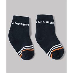 Cute Walk by Babyhug Anti-Bacterial Ankle Length Striped Socks With Text Design Pack of 3 - White & Black