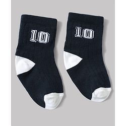 Cute Walk by Babyhug Non Terry Knit Anti-bacterial Ankle Length Striped Sock With Text Design Pack of 3 - White & Black