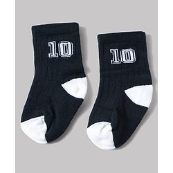 Cute Walk by Babyhug Non Terry Knit Anti-bacterial Ankle Length Striped Sock With Text Design Pack of 3 - White & Black