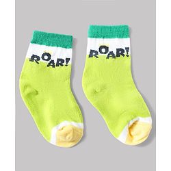 Cute Walk by Babyhug Anti-Bacterial Ankle Length Striped Sock With Dino & Text Design Pack of 3 - White