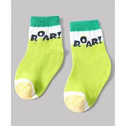 Cute Walk by Babyhug Anti-Bacterial Ankle Length Striped Sock With Dino & Text Design Pack of 3 - White