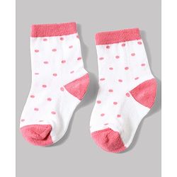 Cute Walk by Babyhug Anti-Bacterial Ankle Length Striped Sock With Heart & Polka Dot Design Pack of 3 - White