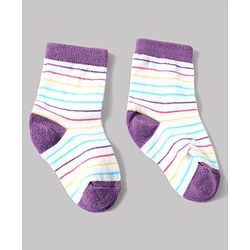 Cute Walk by Babyhug Anti-Bacterial Ankle Length Striped Sock With Heart & Polka Dot Design Pack of 3 - White