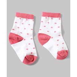 Cute Walk by Babyhug Anti-Bacterial Ankle Length Striped Sock With Heart & Polka Dot Design Pack of 3 - White