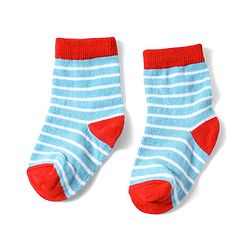 Cute Walk by Babyhug Anti-Bacterial Ankle Length Striped Sock With Vehicle Design Pack of 3 - Red Black & Blue