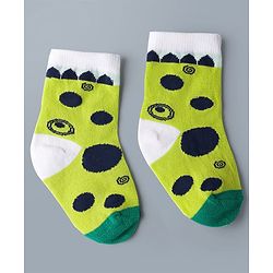 Cute Walk by Babyhug Knit Ankle Length Antibacterial Socks with Stripes & Dino Design Pack of 3 - White