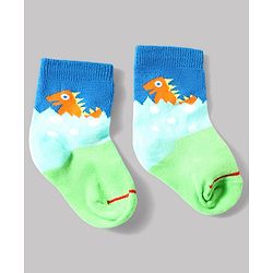 Cute Walk by Babyhug Anti-Bacterial Ankle Length Sock With Dino Design Pack of 3 - White