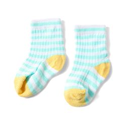 Cute Walk by Babyhug Anti-Bacterial Ankle Length Striped Sock With Vehicle Design Pack of 3 - Yellow Blue & White