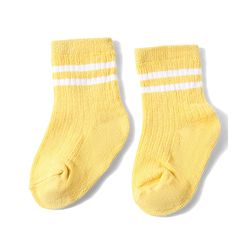 Cute Walk by Babyhug Anti-Bacterial Ankle Length Striped Sock With Vehicle Design Pack of 3 - Yellow Blue & White