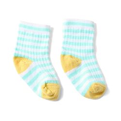 Cute Walk by Babyhug Anti-Bacterial Ankle Length Striped Sock With Vehicle Design Pack of 3 - Yellow Blue & White