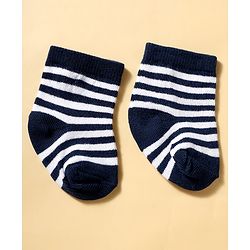 Cutewalk by Babyhug Anti-Bacterial Ankle Length Striped Socks With Star Design Pack Of 3 - White