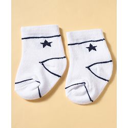 Cutewalk by Babyhug Anti-Bacterial Ankle Length Striped Socks With Star Design Pack Of 3 - White