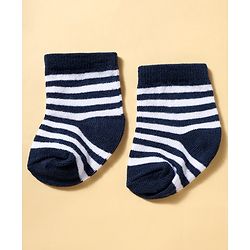 Cutewalk by Babyhug Anti-Bacterial Ankle Length Striped Socks With Star Design Pack Of 3 - White