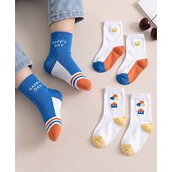 Cutewalk by Babyhug Anti-Bacterial Ankle Length Socks With Happy Life Design Pack Of 3 - White