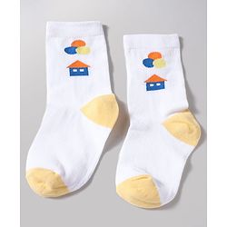 Cutewalk by Babyhug Anti-Bacterial Ankle Length Socks With Happy Life Design Pack Of 3 - White