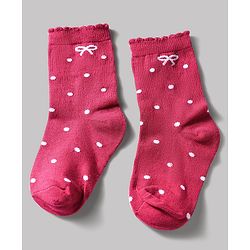 Cute Walk by Babyhug Knit Ankle Length Antibacterial Socks With Bow & Polka Dot Design Pack Of 3 - Dark Pink White & Grey