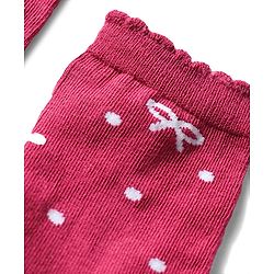 Cute Walk by Babyhug Knit Ankle Length Antibacterial Socks With Bow & Polka Dot Design Pack Of 3 - Dark Pink White & Grey