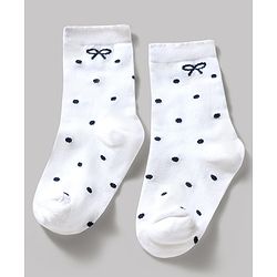 Cute Walk by Babyhug Knit Ankle Length Antibacterial Socks With Bow & Polka Dot Design Pack Of 3 - Dark Pink White & Grey