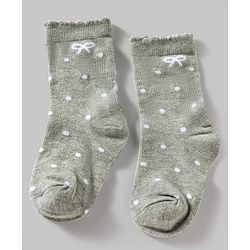 Cute Walk by Babyhug Knit Ankle Length Antibacterial Socks With Bow & Polka Dot Design Pack Of 3 - Dark Pink White & Grey