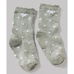 Cute Walk by Babyhug Knit Ankle Length Antibacterial Socks With Bow & Polka Dot Design Pack Of 3 - Dark Pink White & Grey