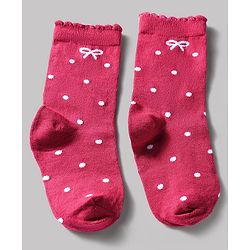 Cute Walk by Babyhug Knit Ankle Length Antibacterial Socks With Bow & Polka Dot Design Pack Of 3 - Dark Pink White & Grey