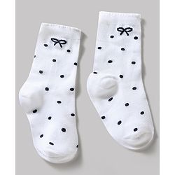 Cute Walk by Babyhug Knit Ankle Length Antibacterial Socks With Bow & Polka Dot Design Pack Of 3 - Dark Pink White & Grey
