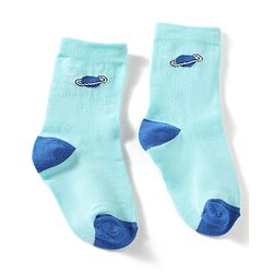 Cute Walk by Babyhug Knit Ankle Length Antibacterial Socks With Space Theme Design Pack Of 3 -Blue