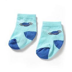 Cute Walk by Babyhug Knit Ankle Length Antibacterial Socks With Space Theme Design Pack Of 3 -Blue