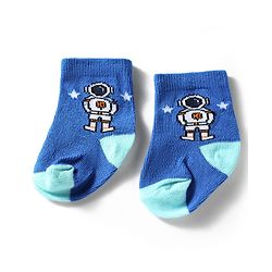 Cute Walk by Babyhug Knit Ankle Length Antibacterial Socks With Space Theme Design Pack Of 3 -Blue