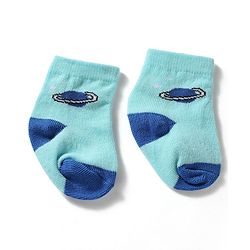 Cute Walk by Babyhug Knit Ankle Length Antibacterial Socks With Space Theme Design Pack Of 3 -Blue