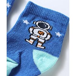 Cute Walk by Babyhug Knit Ankle Length Antibacterial Socks With Space Theme Design Pack Of 3 -Blue