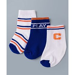 Cute Walk by Babyhug Knit Ankle Length Antibacterial Socks with Stripes - Navy Blue & White