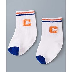 Cute Walk by Babyhug Knit Ankle Length Antibacterial Socks with Stripes - Navy Blue & White
