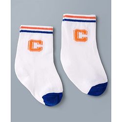 Cute Walk by Babyhug Knit Ankle Length Antibacterial Socks with Stripes - Navy Blue & White