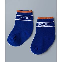Cute Walk by Babyhug Knit Ankle Length Antibacterial Socks with Stripes - Navy Blue & White