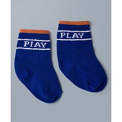 Cute Walk by Babyhug Knit Ankle Length Antibacterial Socks with Stripes - Navy Blue & White