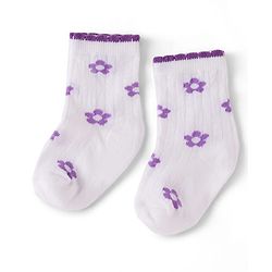 Cute Walk by Babyhug Knit Ankle Length Antibacterial Socks with Floral Design - Pink & Yellow