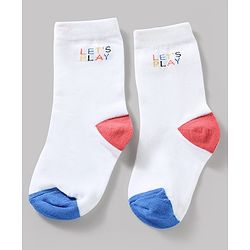 Cute Walk by Babyhug Knit Ankle Length Antibacterial Socks With Striped & Text Design Pack Of 3 - Blue & White