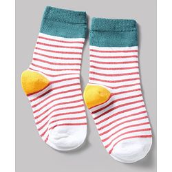 Cute Walk by Babyhug Knit Ankle Length Antibacterial Socks With Striped & Text Design Pack Of 3 - Blue & White