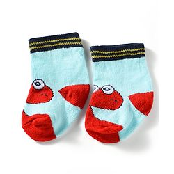 Cute Walk by Babyhug Knit Ankle Length Antibacterial Socks with Dino Design Pack of 3 - Navy & White