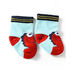 Cute Walk by Babyhug Knit Ankle Length Antibacterial Socks with Dino Design Pack of 3 - Navy & White